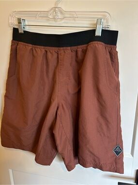 Prana Men's Rust Brown Shorts with Black Waistband